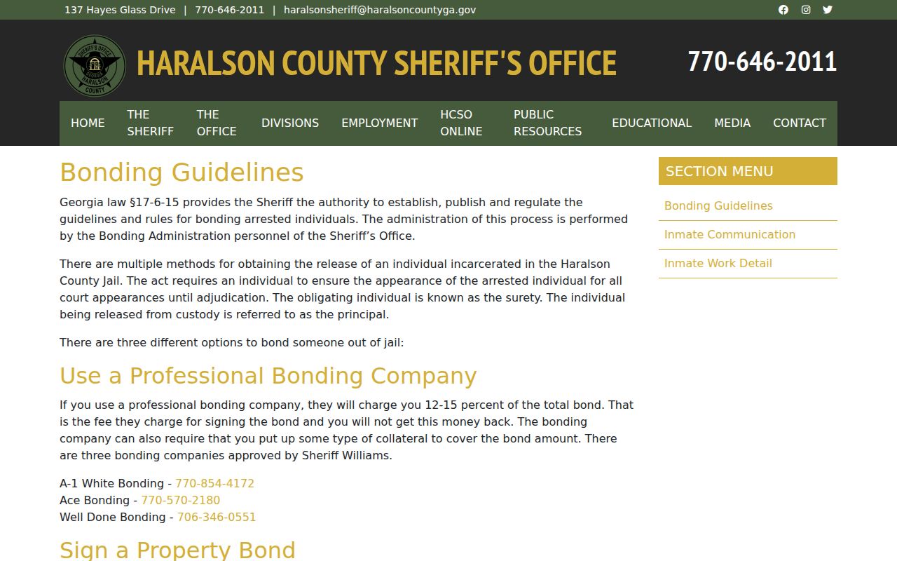 Haralson County warrant bond options and sheriff fee