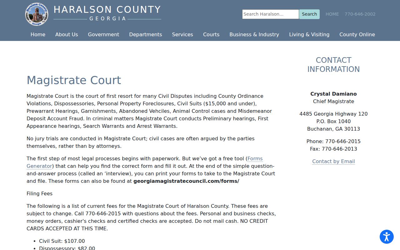 Haralson County Magistrate Court warrant jurisdiction