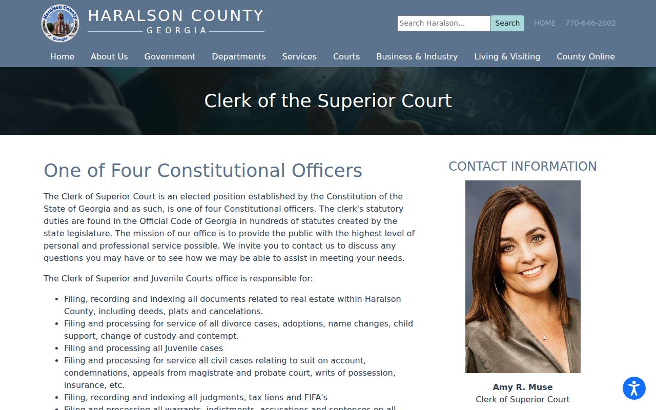 Haralson County Superior Clerk warrant file duties
