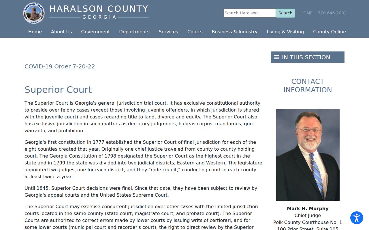 Haralson County arrest warrant Superior Court circuit structure