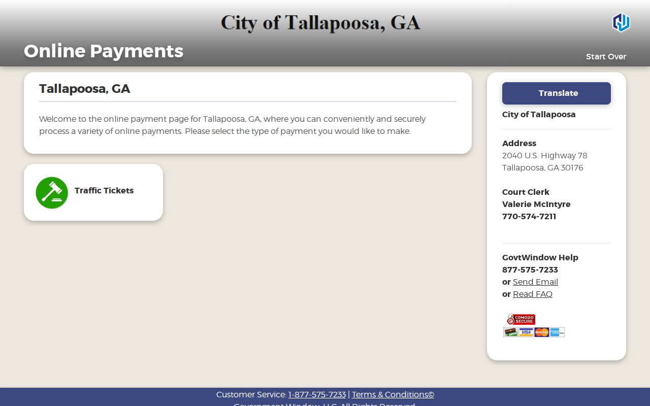 Tallapoosa warrants city-linked fine payment interface