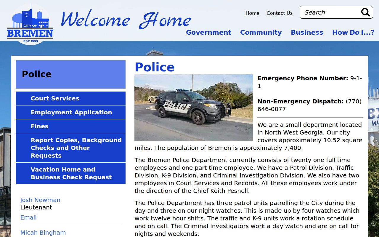 Haralson County Bremen city court warrant and police records contacts