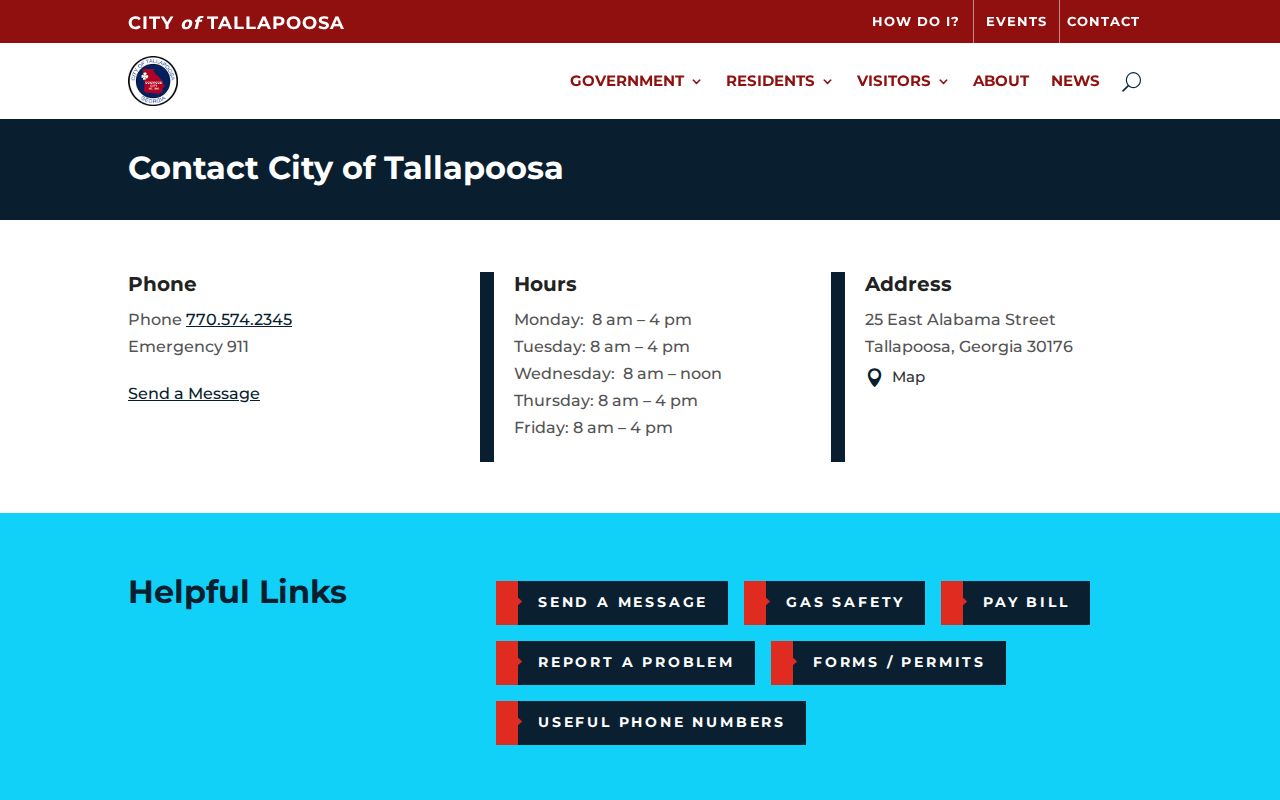 Tallapoosa warrant records City Hall contact information