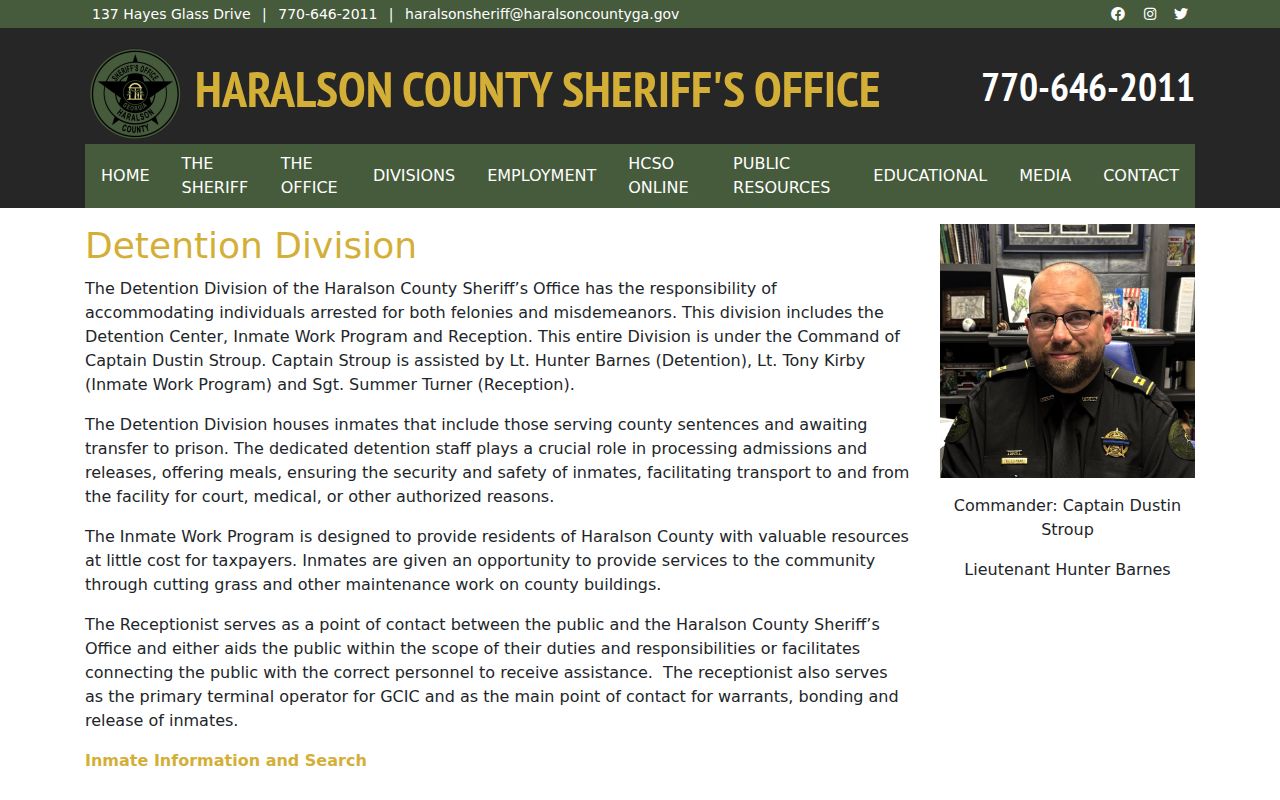 Haralson County warrant records reception and bond contact